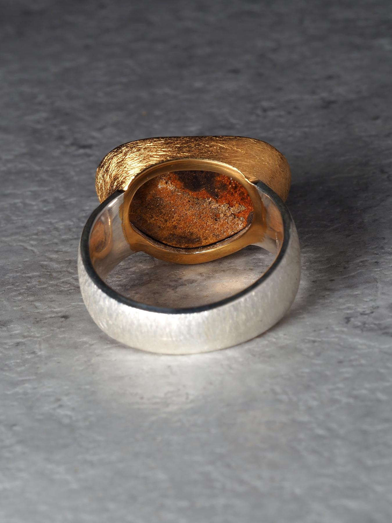 Blau Boulder Opal Silber Ring groß 8,75 Größe Geschenk Opal Jahrestag Hochzeit im Angebot 6