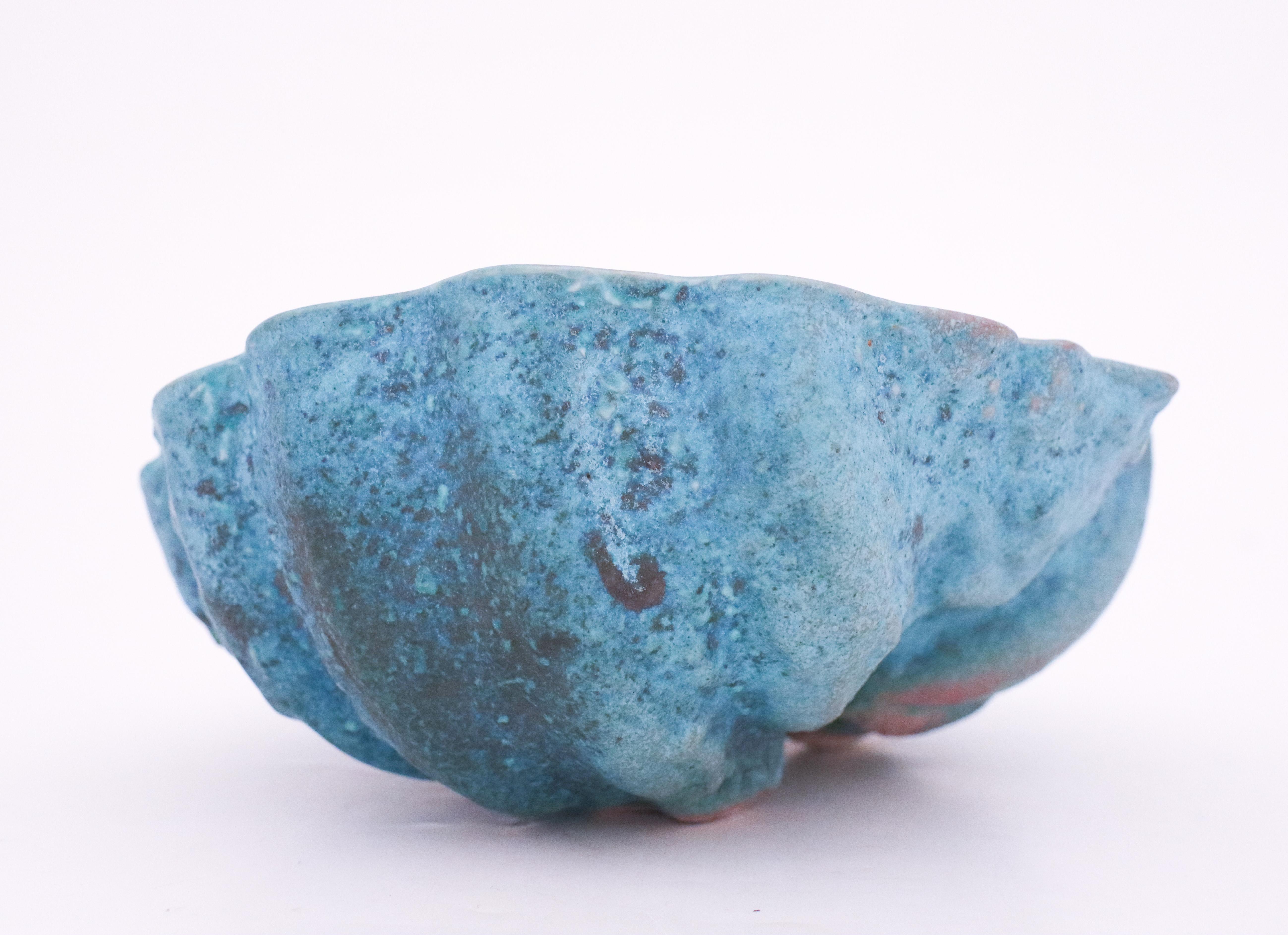 Scandinavian Modern Blue Bowl, Lovely Organic Shape Designed by Birgitta Watz at Rörstrand 1988