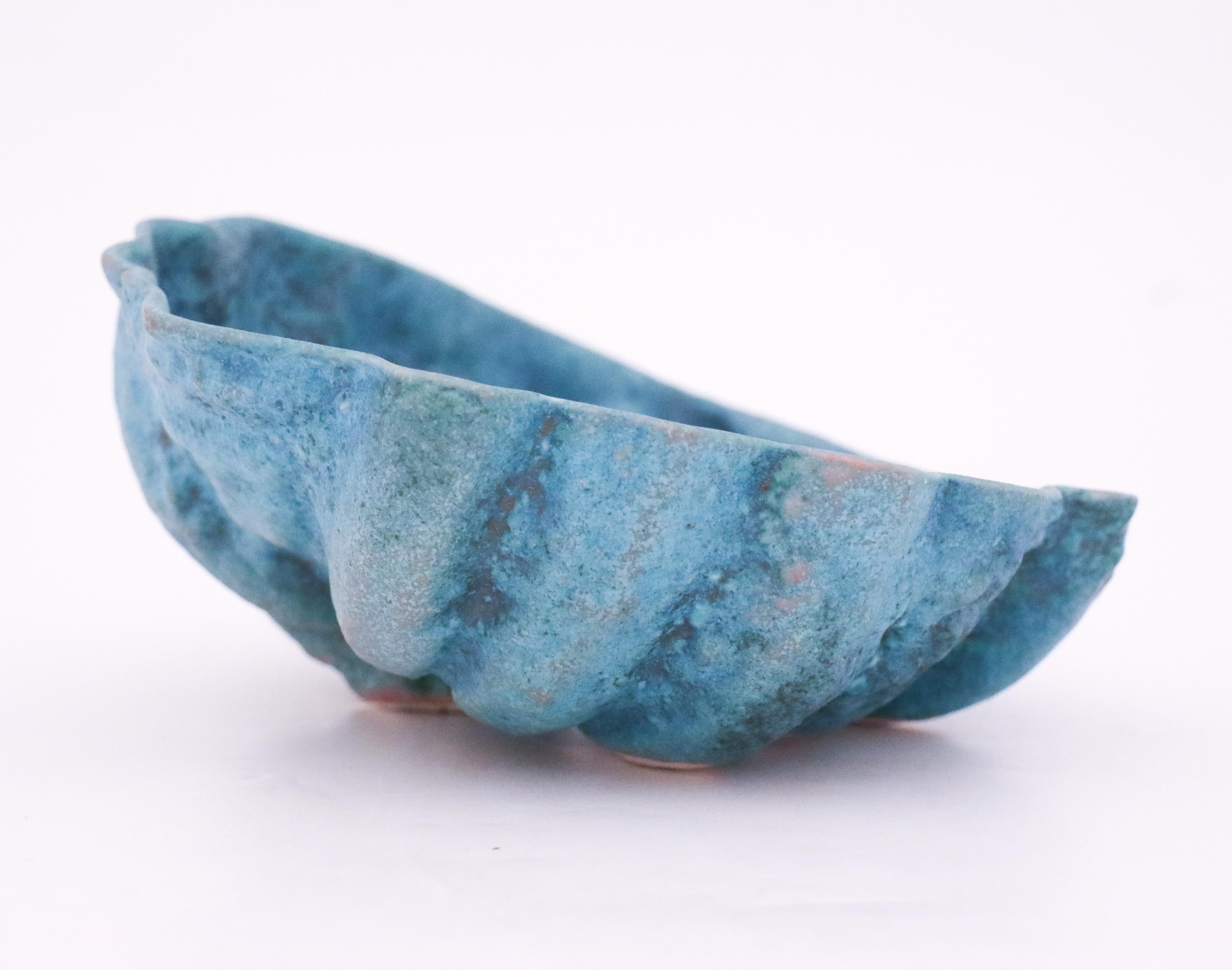 Swedish Blue Bowl, Lovely Organic Shape Designed by Birgitta Watz at Rörstrand 1988