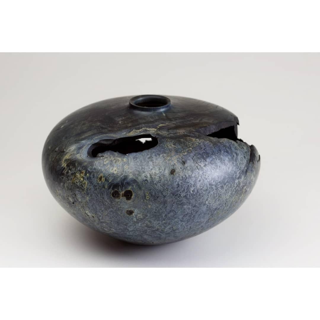 Modern Blue Boxelder Burl Form by Vlad Droz