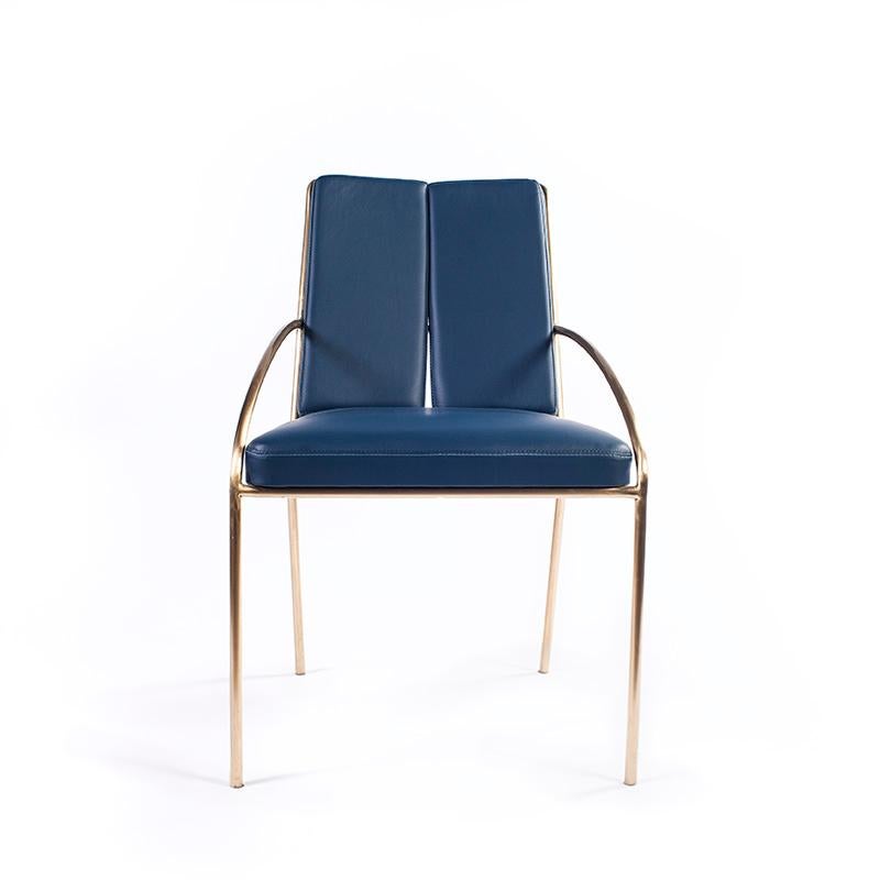 Modern Blue Brass Chair by Atelier Thomas Formont For Sale