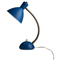 Lampada da tavolo blu e ottone dall'Italia