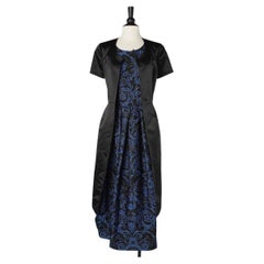 Blue brocade and black satin "Trompe l'oeil" dress Comme des Garçons 