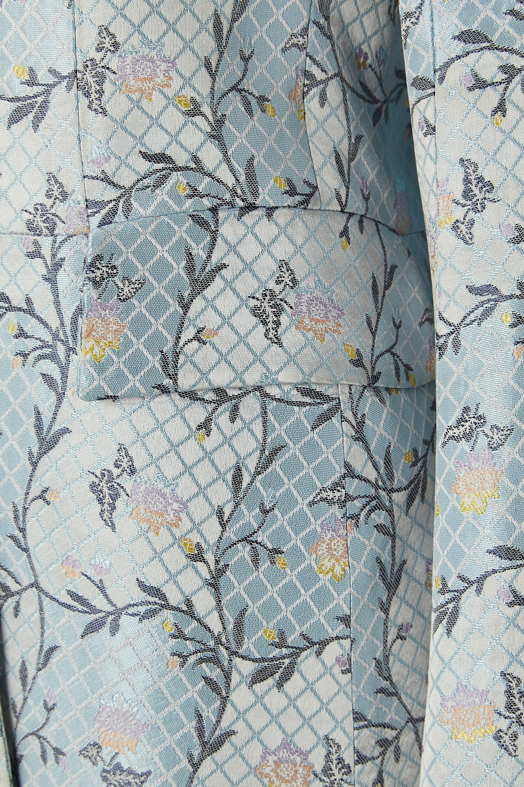 Blue brocade single-breasted coat Christian Lacroix BAZAR In Excellent Condition For Sale In Saint-Ouen-Sur-Seine, FR