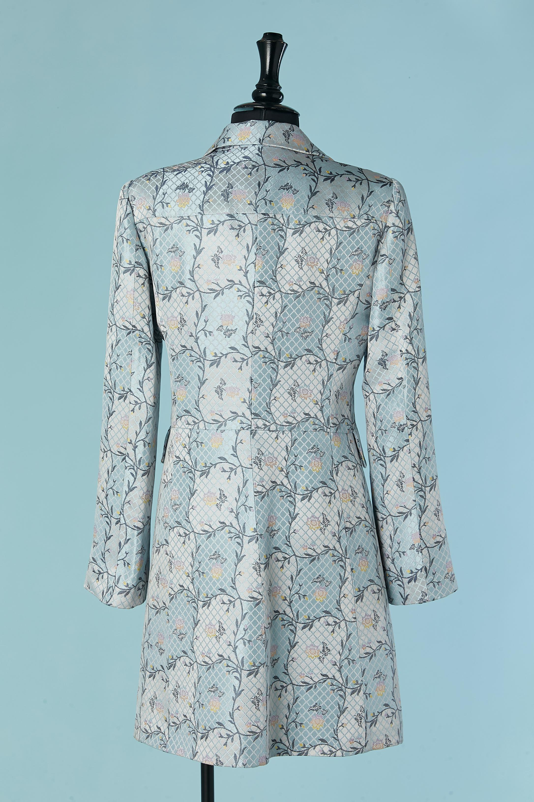 Blue brocade single-breasted coat Christian Lacroix BAZAR For Sale 1