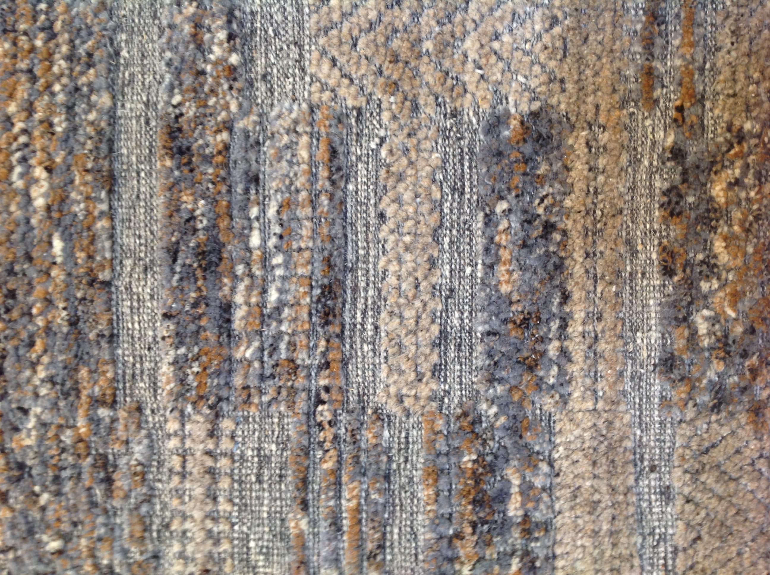 Blue, Brown and Beige Contemporary Patchwork Area Rug In New Condition In Los Angeles, CA