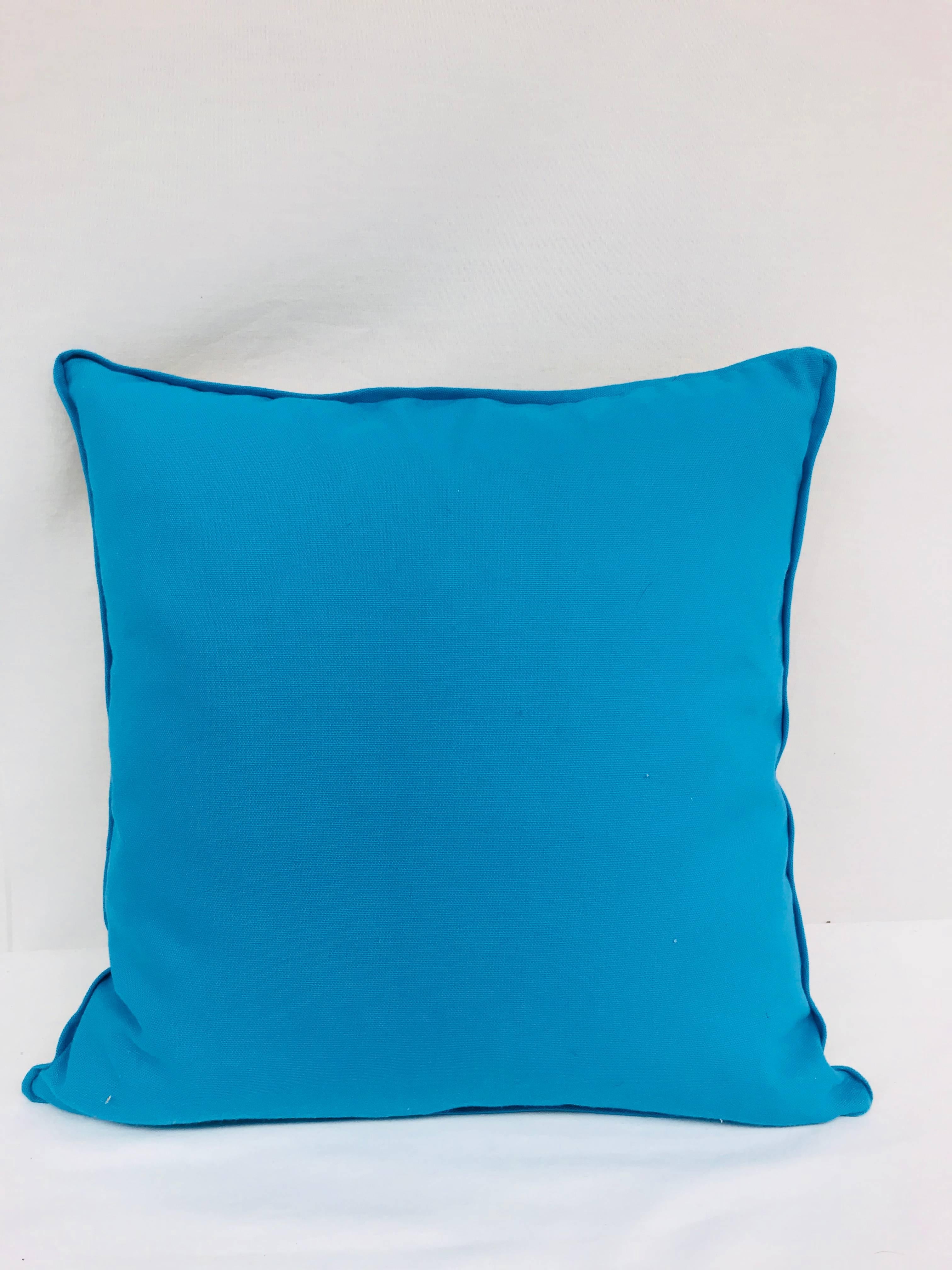 American Blue/Brown and Blue-Backed African Wax Print Pillow For Sale