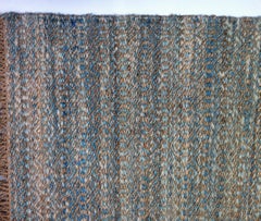Blue, Brown and Ivory Contemporary Hemp Rug