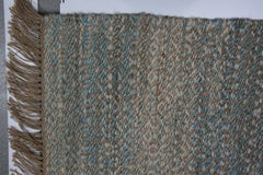 Tappeto contemporaneo in canapa blu, marrone e avorio
