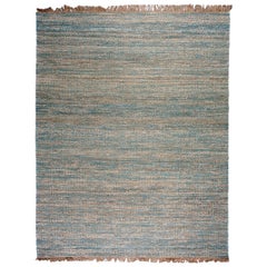 Blue, Brown and Ivory Contemporary Hemp Rug