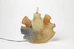 Blue Brown and White 20th Century Design Ceramic Table Lamp Signed