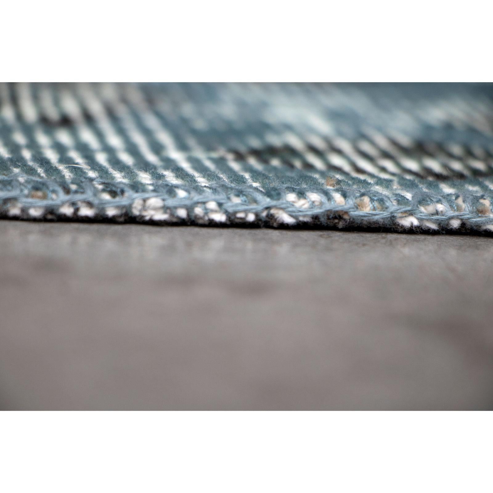 Contemporary Antique Chic Vintage Blue Brown Wool Cotton Rug by Deanna Comellini 250x350 cm For Sale