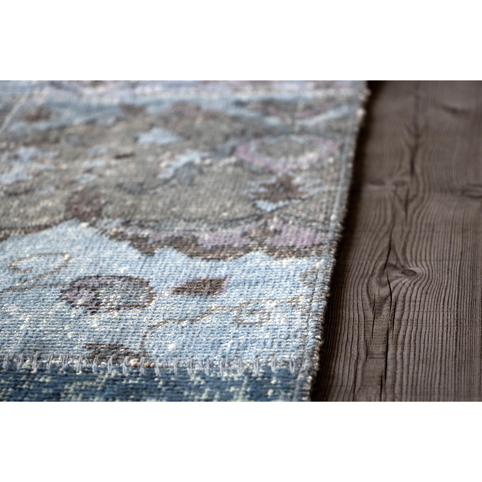 Antique Chic Vintage Blue Brown Wool Cotton Rug by Deanna Comellini 250x350 cm For Sale 3