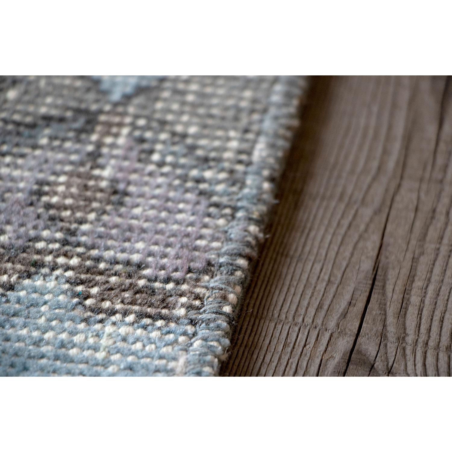 Antique Chic Vintage Blue Brown Wool Cotton Rug by Deanna Comellini 250x350 cm For Sale 4