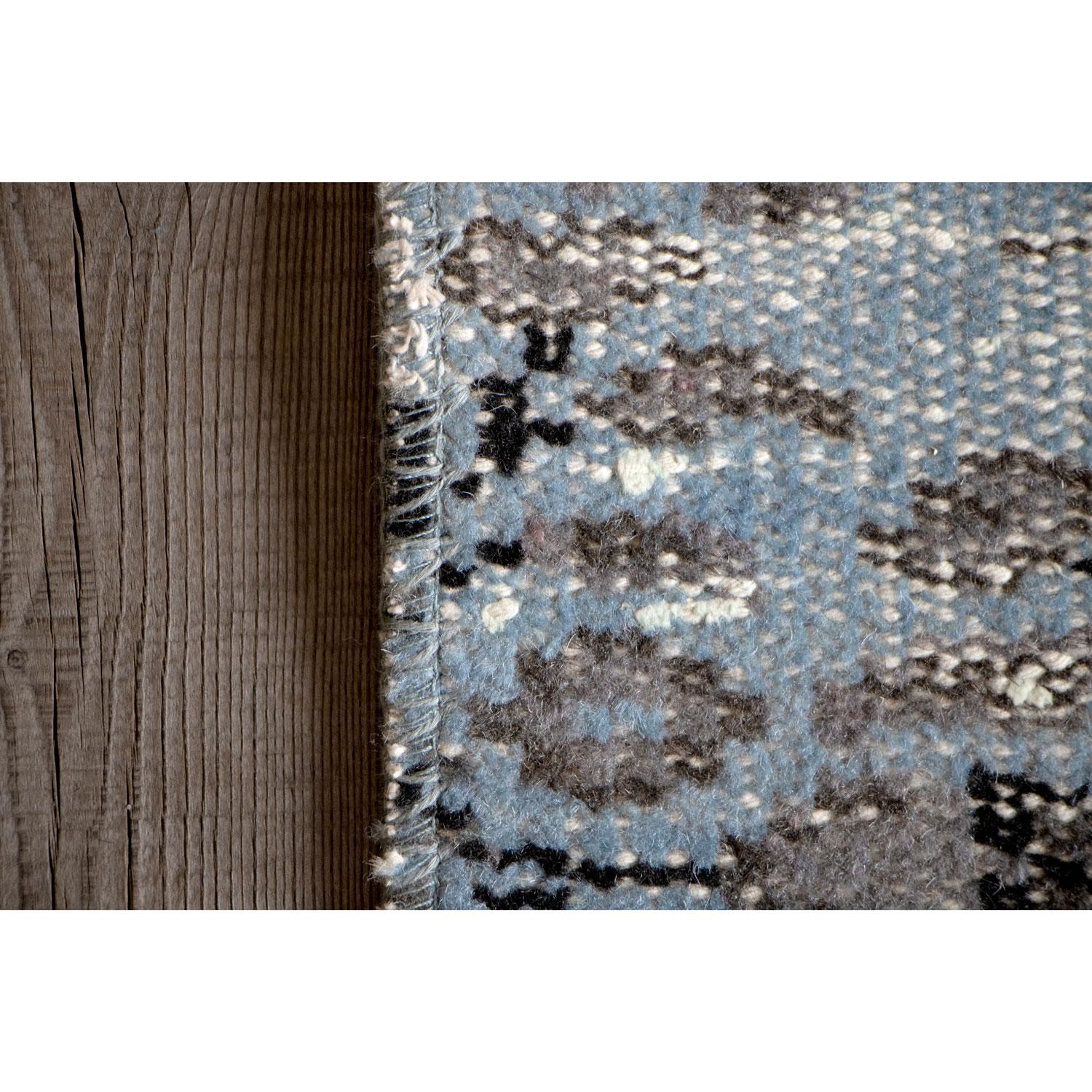 Antique Chic Vintage Blue Brown Wool Cotton Rug by Deanna Comellini 250x350 cm For Sale 7