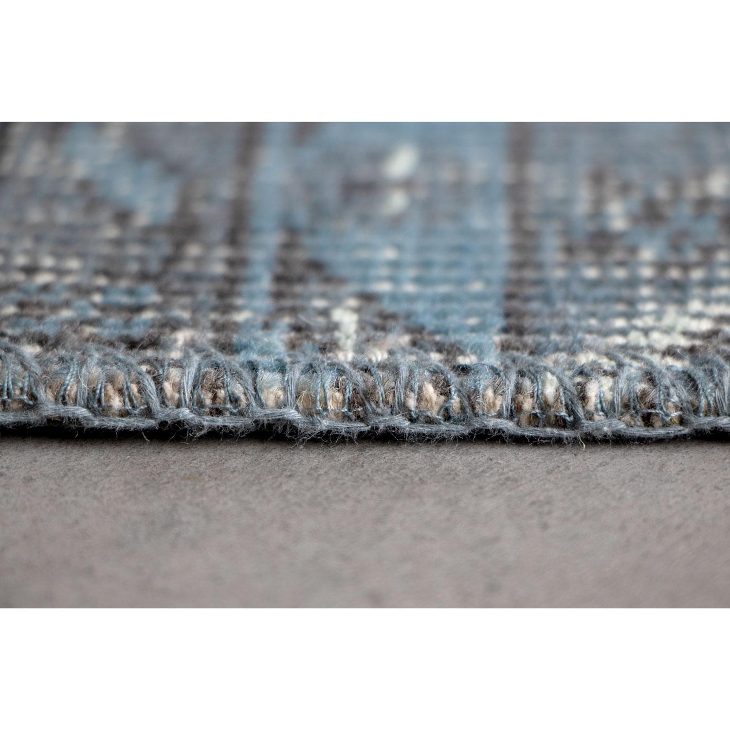Turkish Antique Chic Vintage Blue Brown Wool Cotton Rug by Deanna Comellini 250x350 cm For Sale