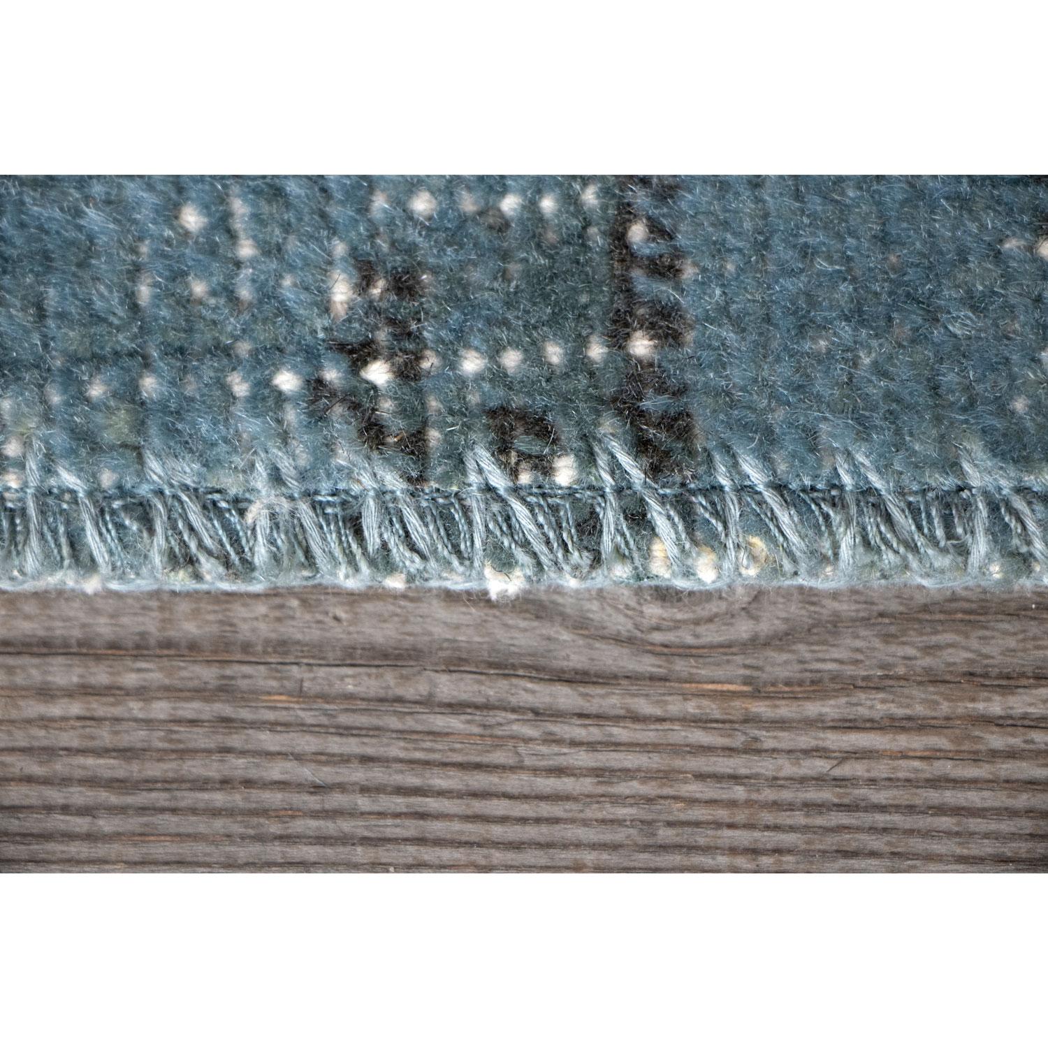 Hand-Knotted Antique Chic Vintage Blue Brown Wool Cotton Rug by Deanna Comellini 250x350 cm For Sale