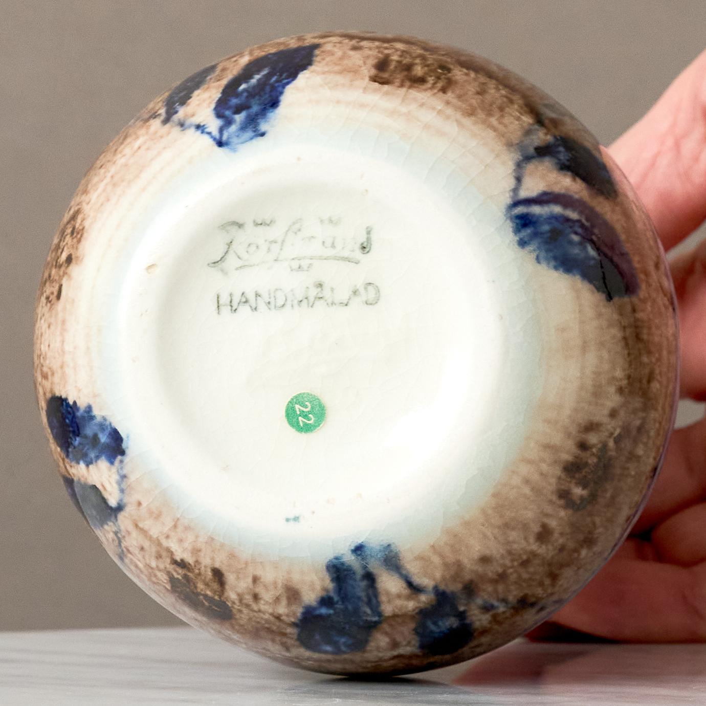 Jarrón de cerámica azul y marrón de Gertrud Lönegren, Rörstrand, Suecia, años 30. Cerámico en venta
