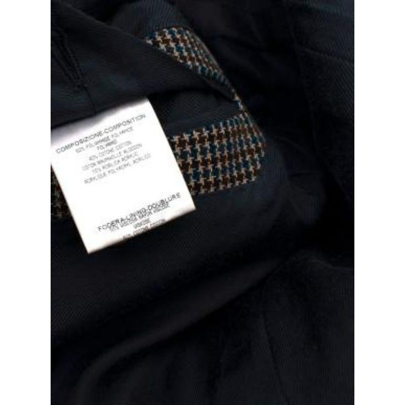 Blue & Brown Houndstooth Single Breasted Blazer For Sale 5