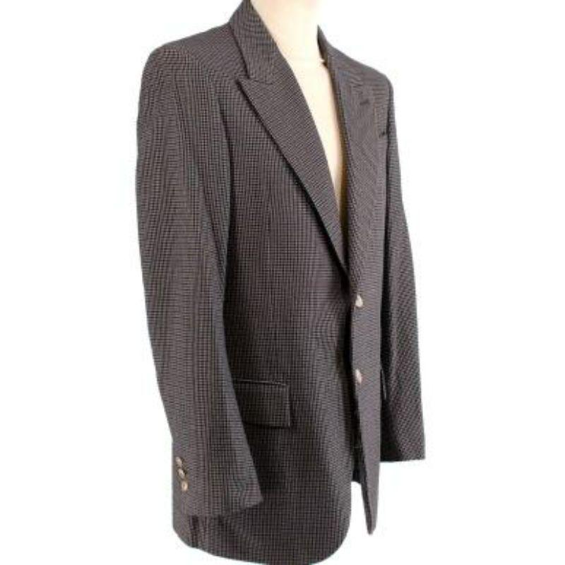 Alexander McQueen Blue & Brown Houndstooth Single Breasted Blazer
 
 
 
 - Blue and brown micro-houndstooth cotton blend weave
 
 - Peak lapel, 2 button closure
 
 - Flapped hip pockets, internal breast pocket
 
 - Lined in satin twill 
 
 
 
