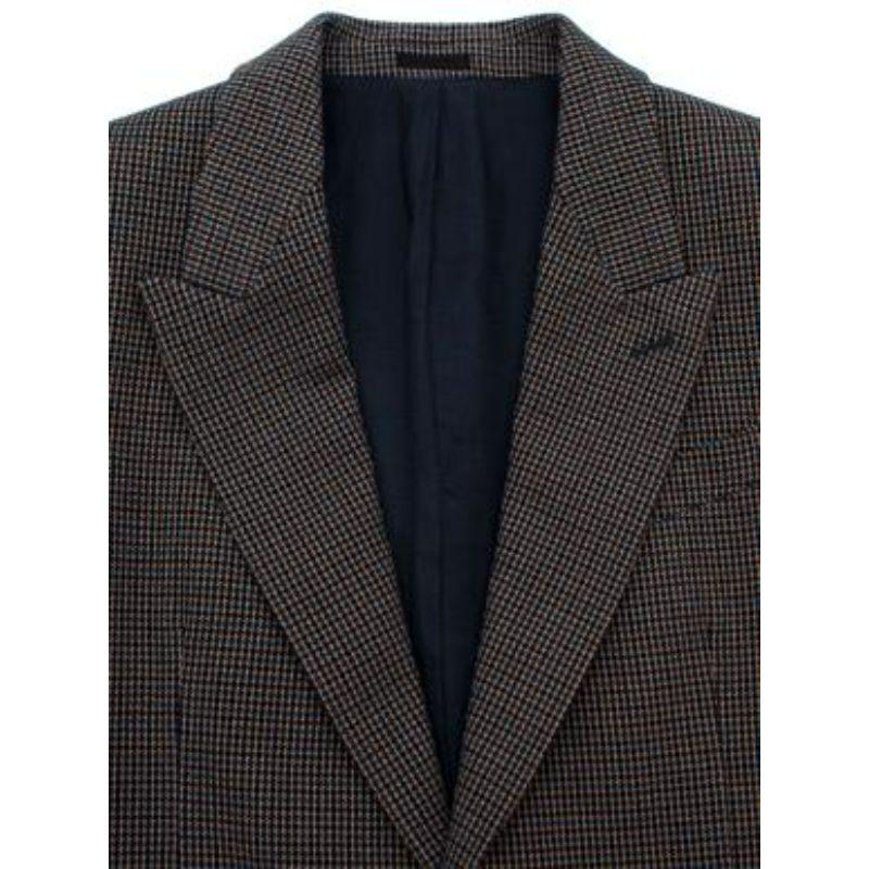 Blue & Brown Houndstooth Single Breasted Blazer In Good Condition For Sale In London, GB