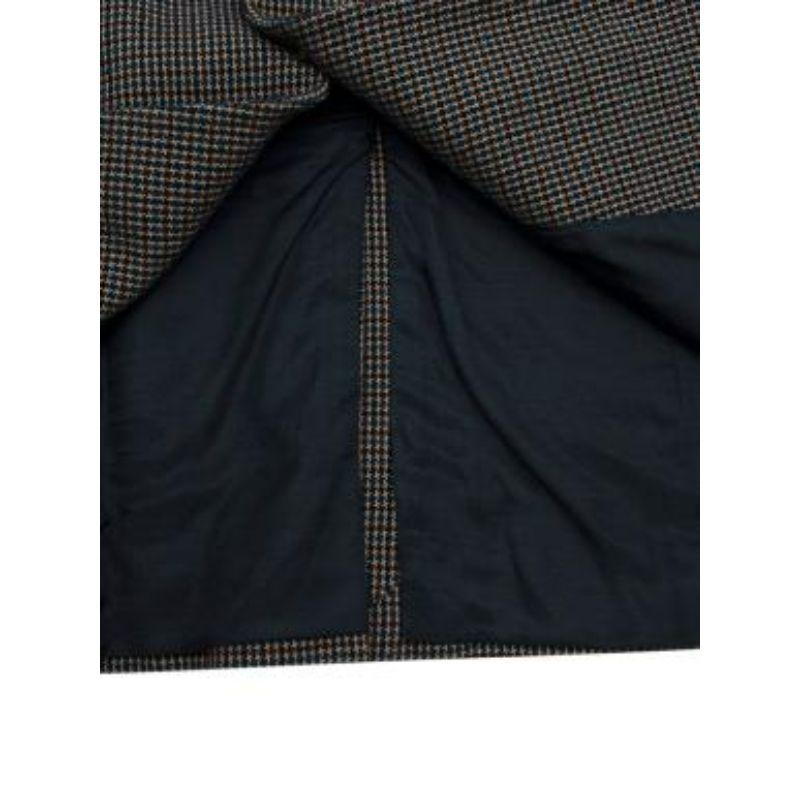 Blue & Brown Houndstooth Single Breasted Blazer For Sale 4