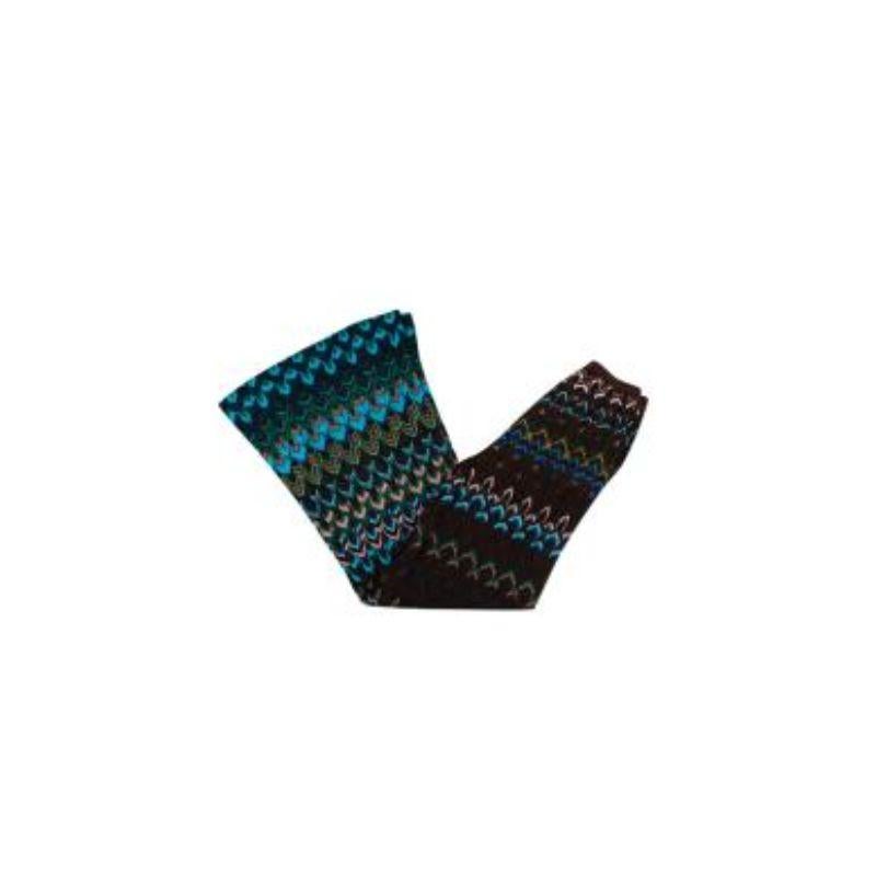 Blue & Brown Lurex Knitted Trousers For Sale 2