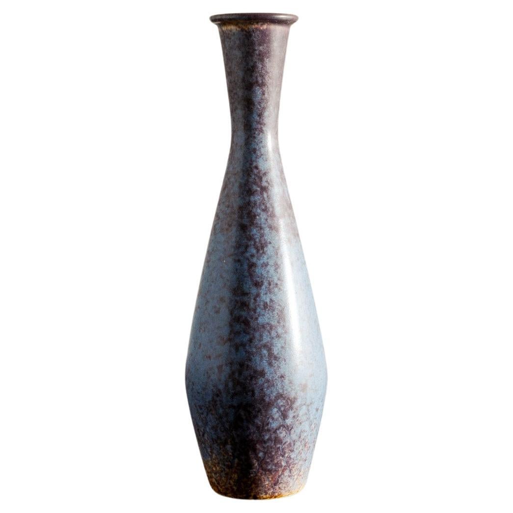 Blue Brown Mid Century Ceramic Vase by Gunnar Nylund for Rörstrand Sweden 1950s For Sale