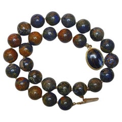 Blue Brown Pietersite Beaded Necklace