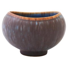 Blue & Brown Speckled Bowl, Gunnar Nylund, Rörstrand, Mid-Century Vintage