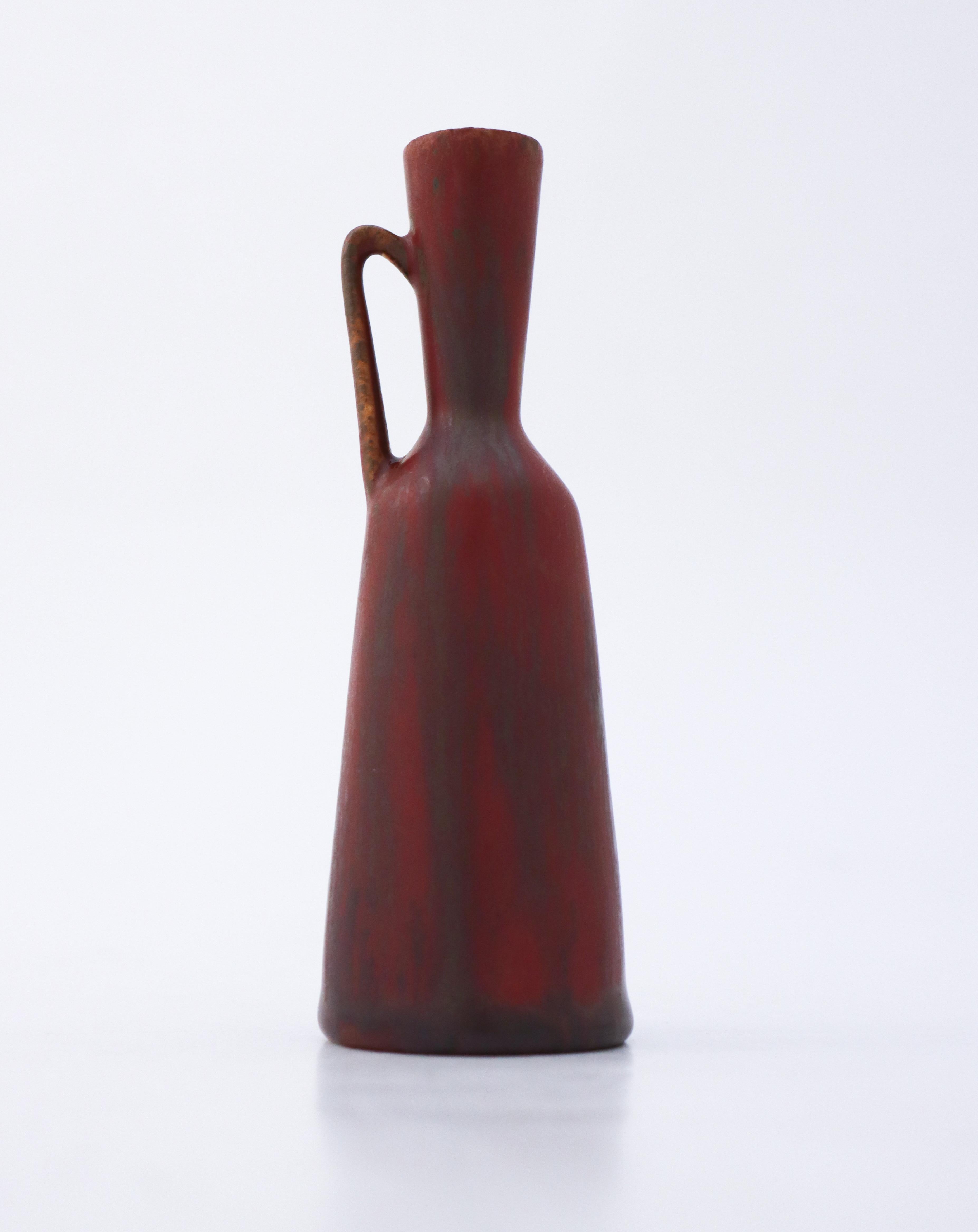 Scandinave moderne Vase bleu et marron à glaçure douce Carl-Harry Stålhane Rörstrand, Midcentury Vintage en vente