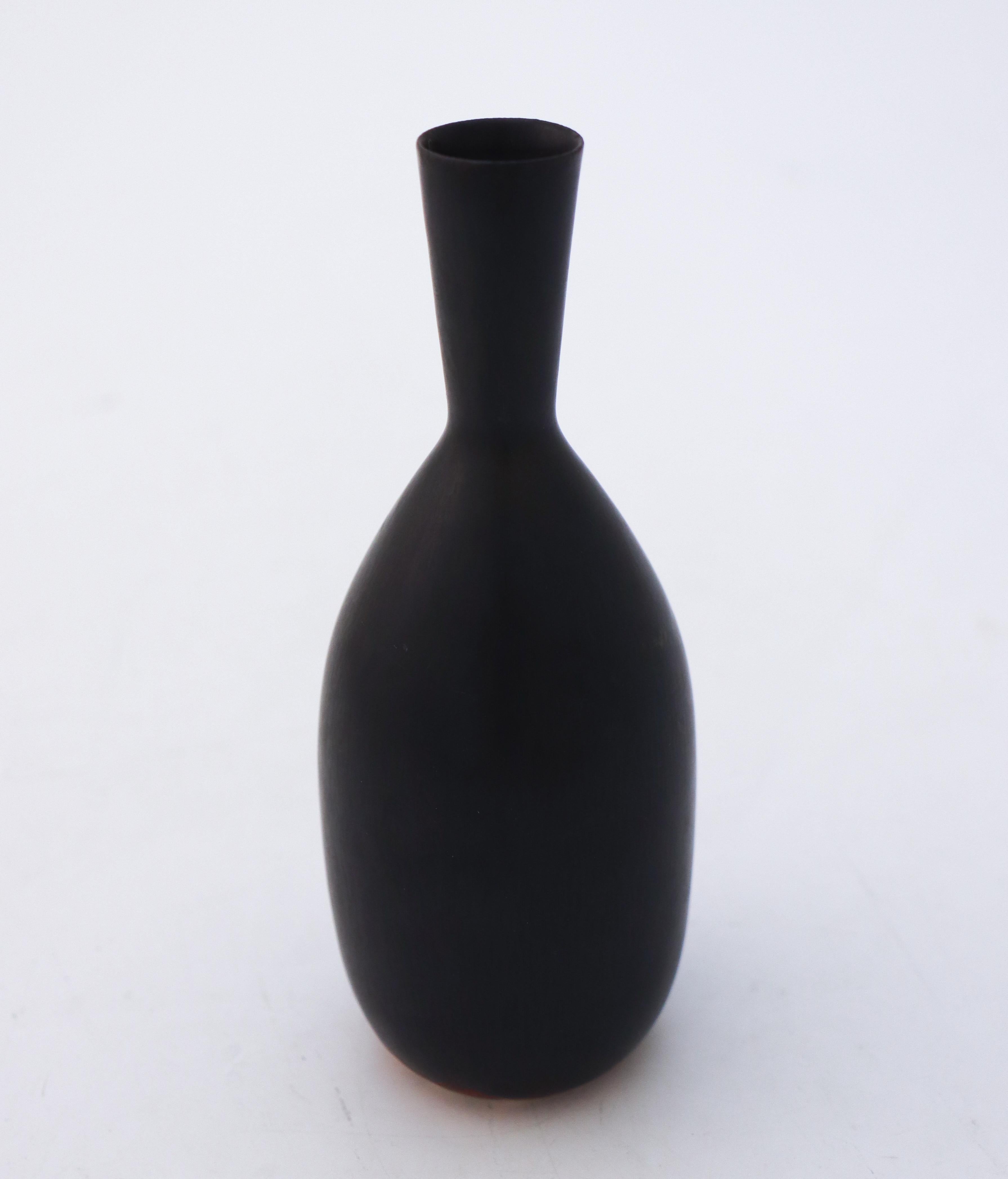 Swedish Blue & Brown Vase Lovely Glaze Carl-Harry Stålhane Rörstrand, Midcentury Vintage For Sale