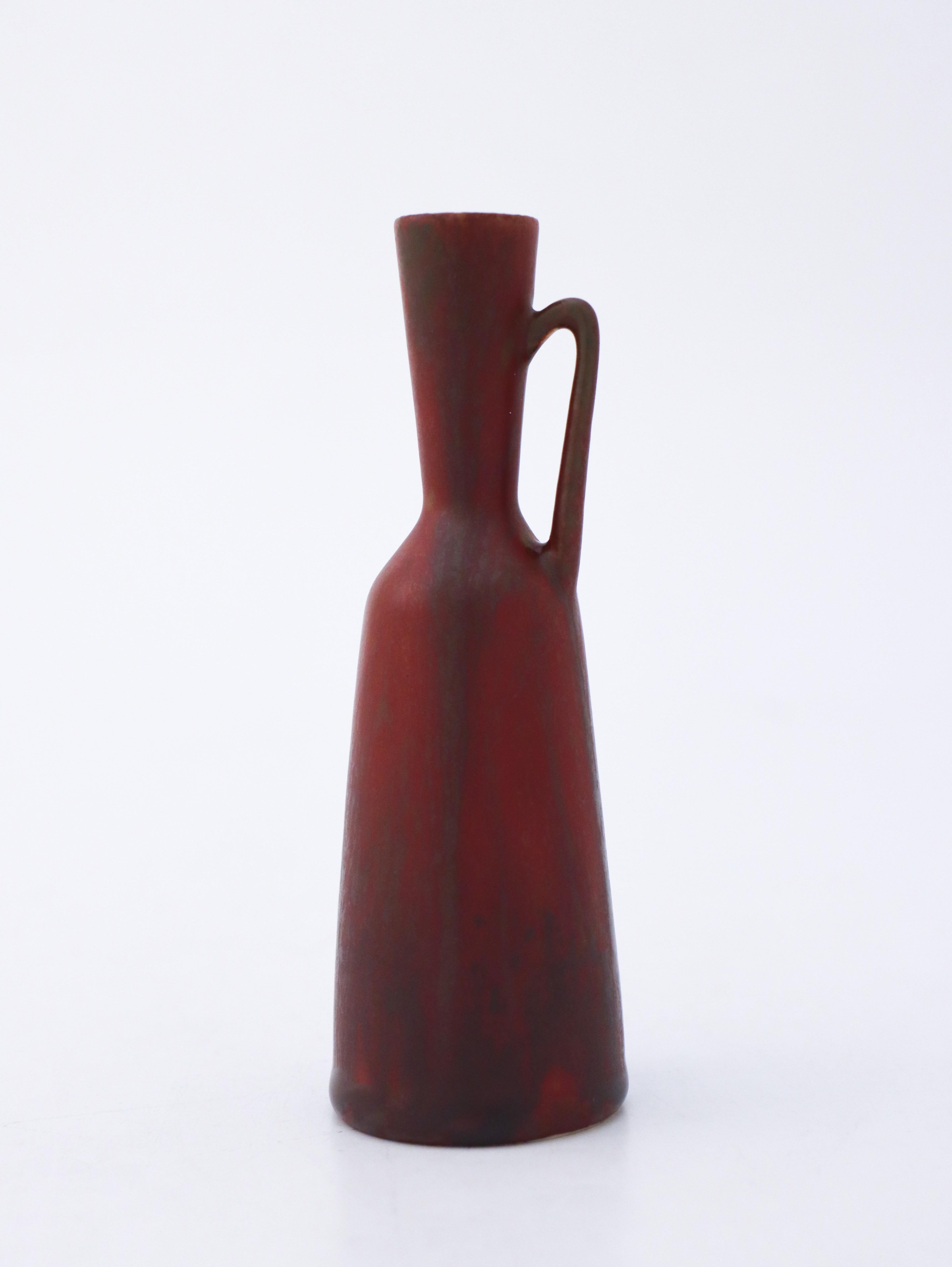 Suédois Vase bleu et marron à glaçure douce Carl-Harry Stålhane Rörstrand, Midcentury Vintage en vente