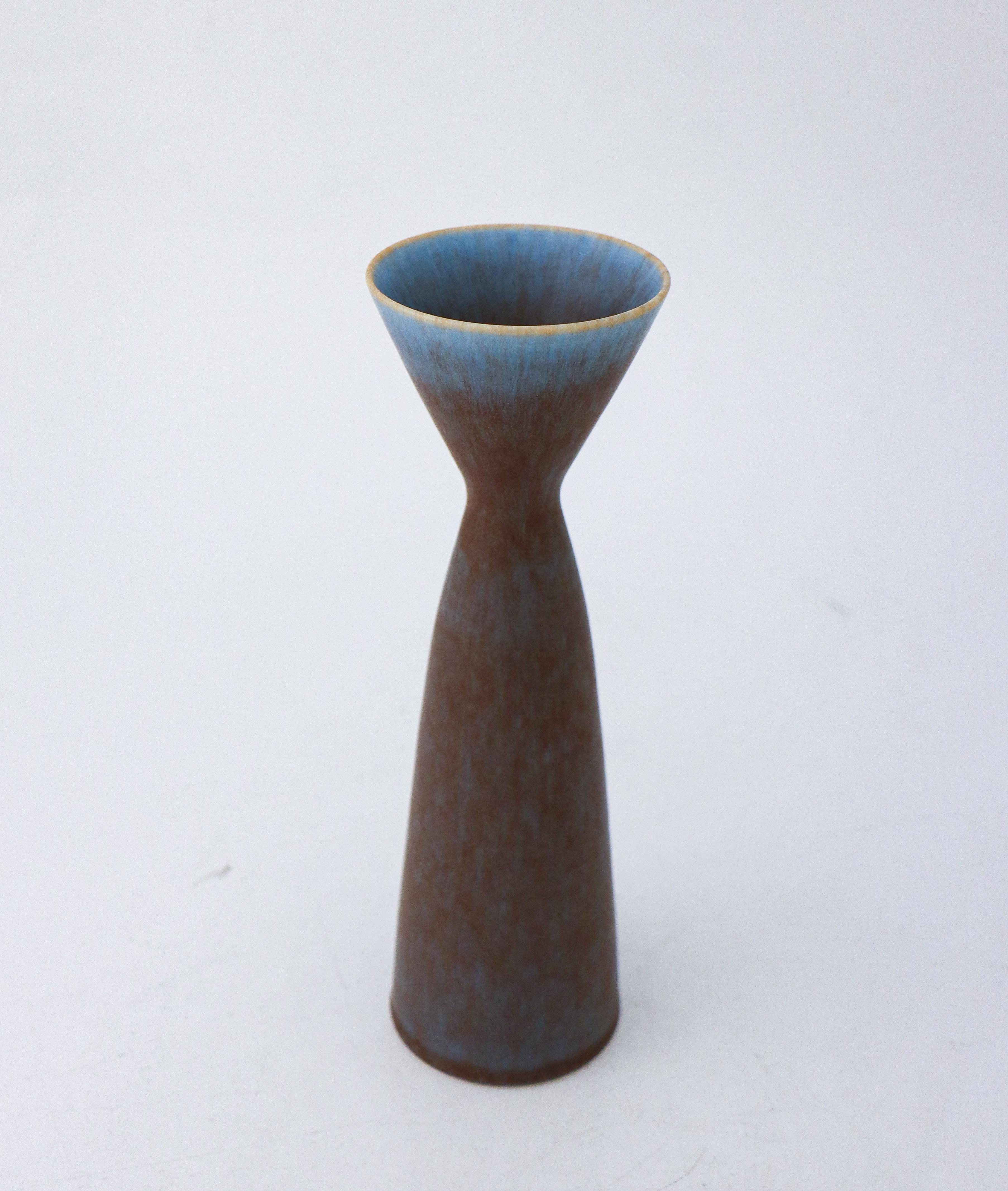 Glazed Blue & Brown Vase Lovely Glaze Carl-Harry Stålhane Rörstrand, Midcentury Vintage