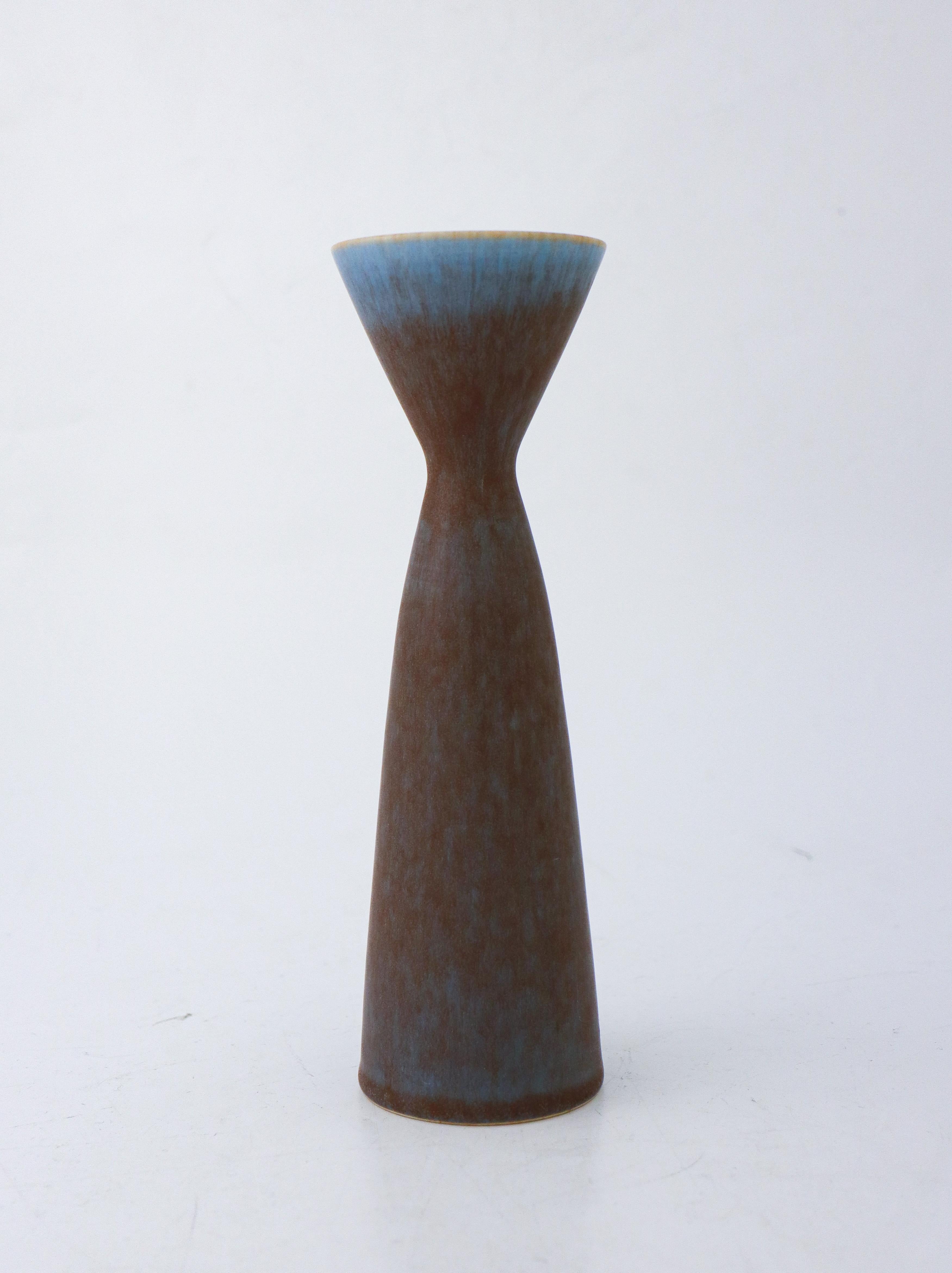 20th Century Blue & Brown Vase Lovely Glaze Carl-Harry Stålhane Rörstrand, Midcentury Vintage