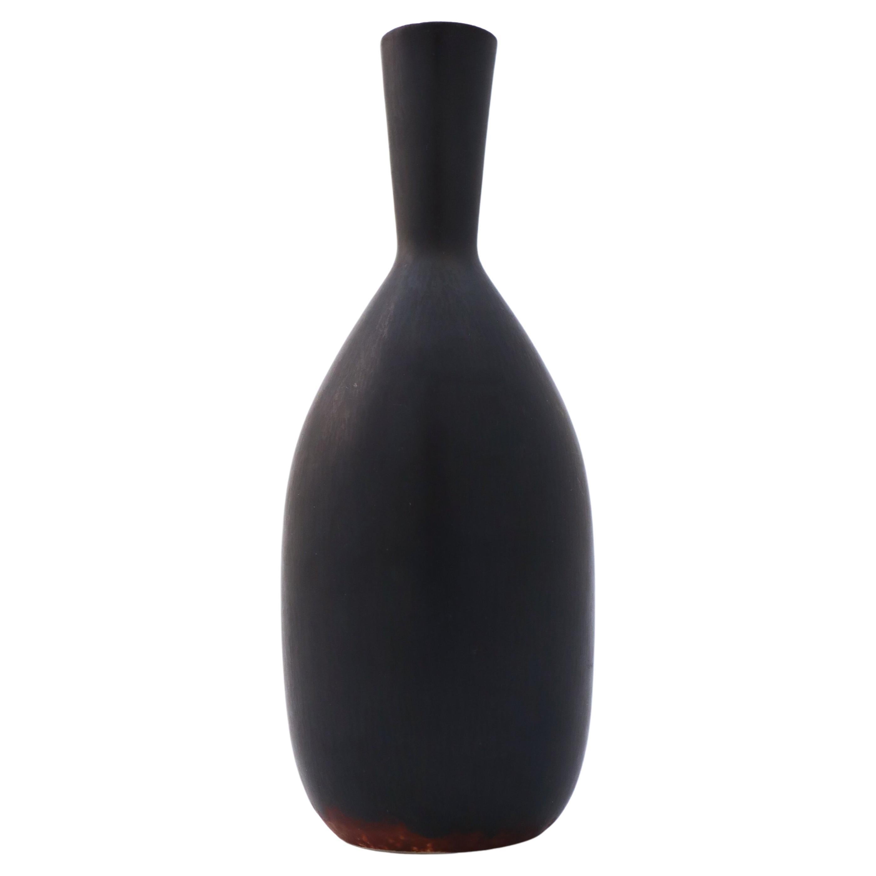 Blue & Brown Vase Lovely Glaze Carl-Harry Stålhane Rörstrand, Midcentury Vintage For Sale