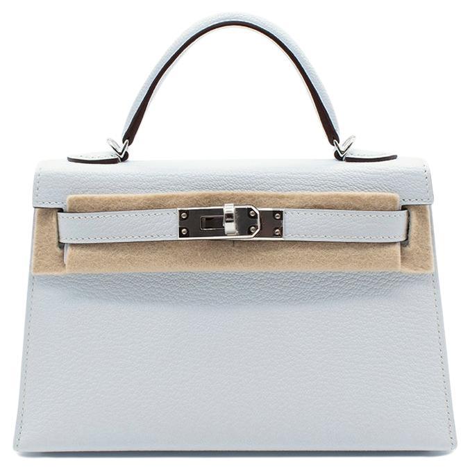 Blue Brume Chèvre Leather Mini Kelly 20 PHW For Sale at 1stDibs