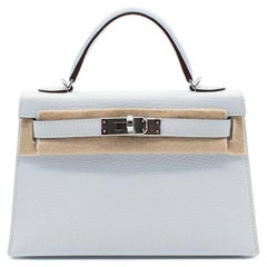 Blau Brume Chèvre Leder Mini Kelly 20 PHW