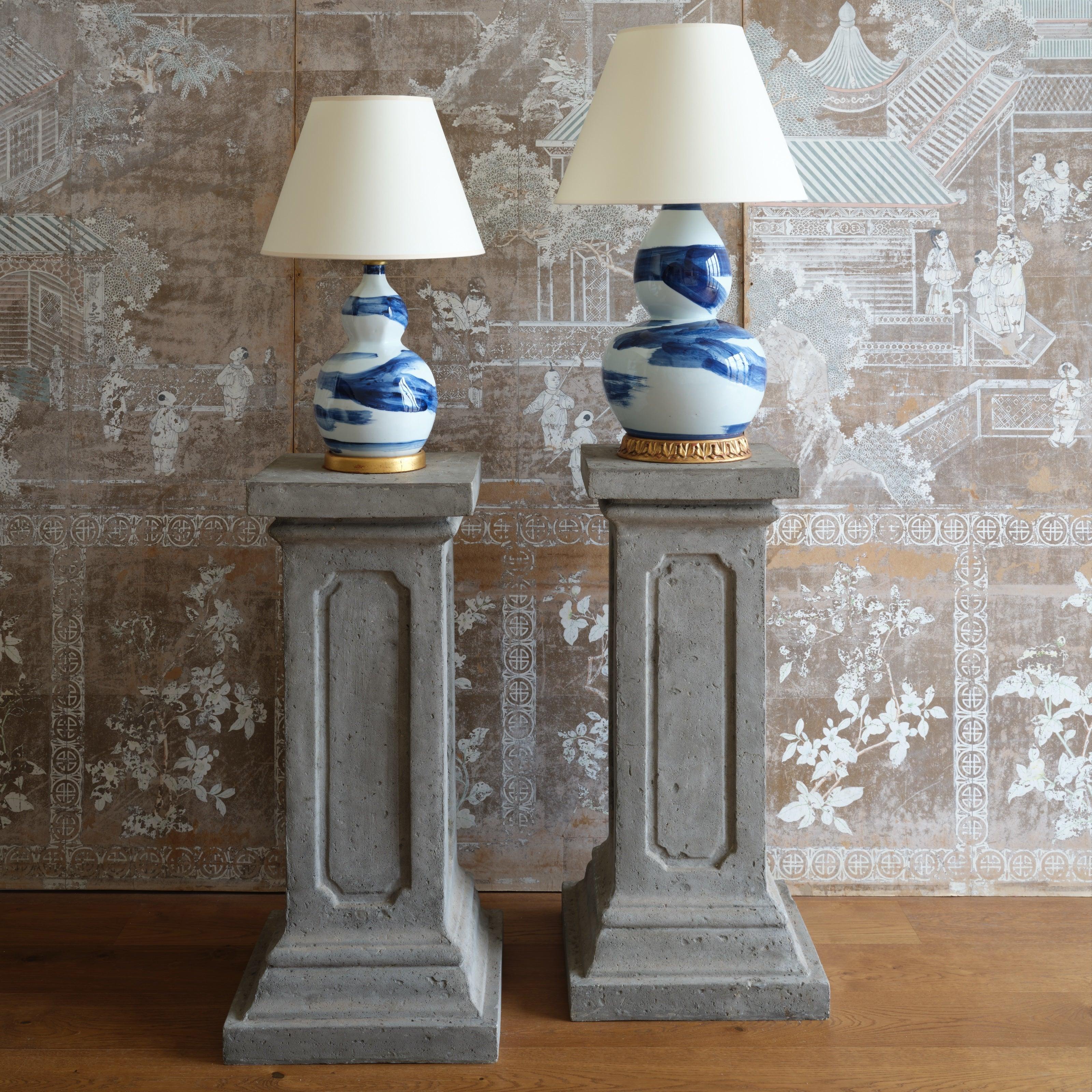 Chinese Blue Brush Stroke Ceramic Lamp, Large, by Bunny Williams Home For Sale