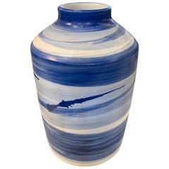 Blue Brush Stroke Vase, China, Contemporary Blue Brush Stroke Vase, China, Contemporary