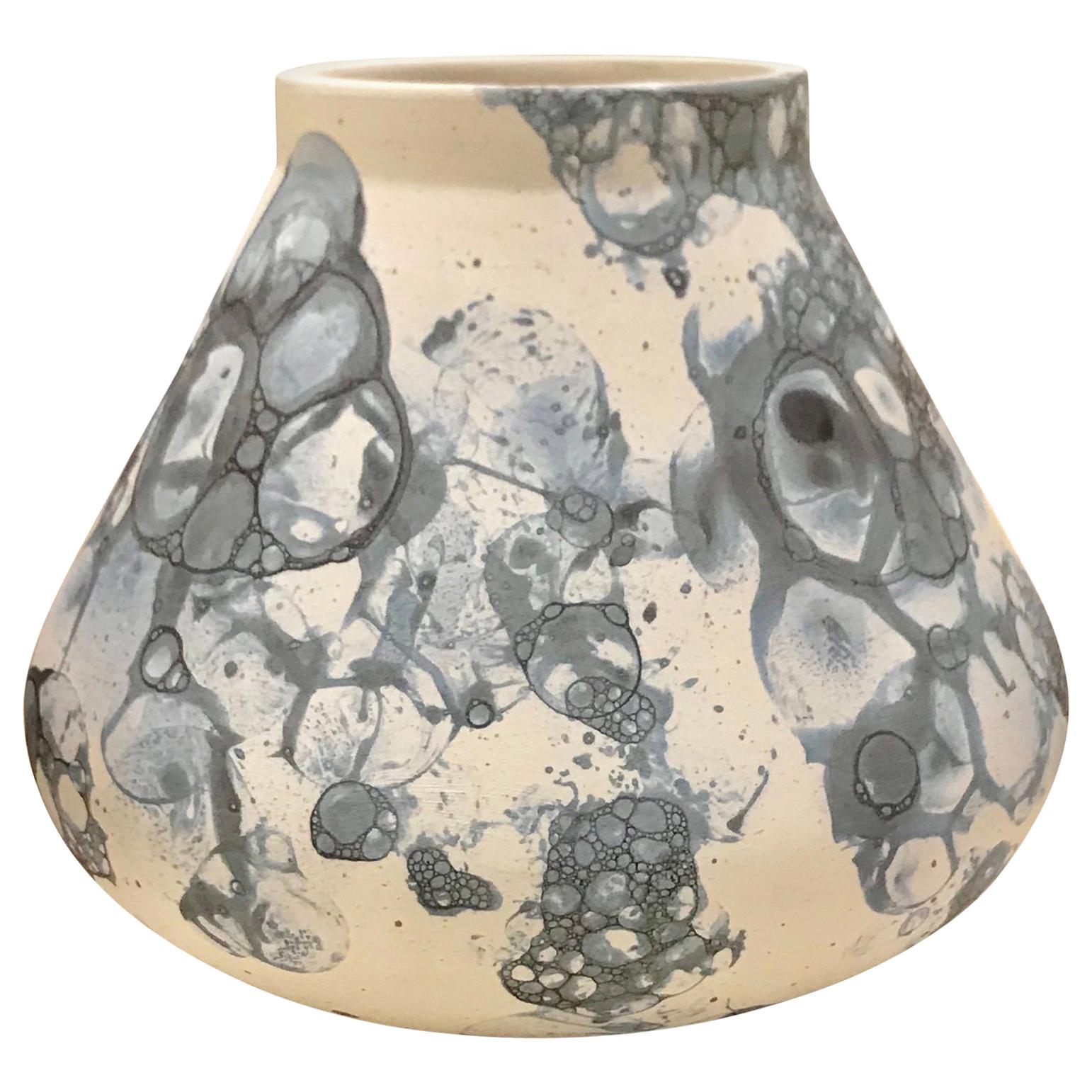 Blue Bubble Design Ceramic Vase, Netherlands, Contemporary
