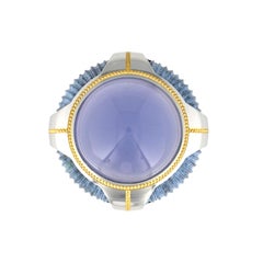 Anillo único de calcedonia de Buda azul de Zoltan David