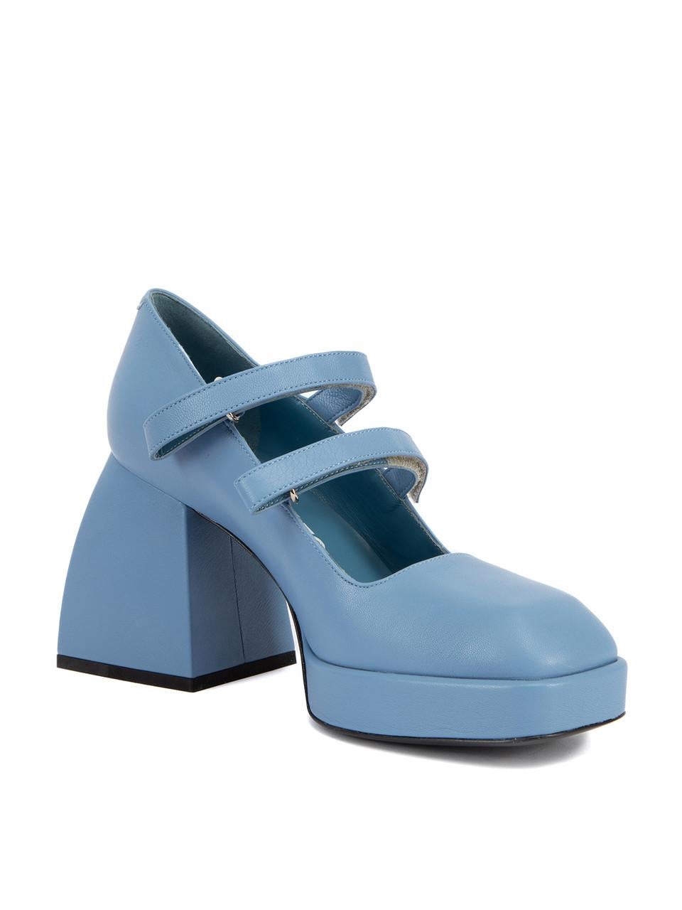 CONDITION is Never Worn, with tag. No visible wear to heels is evident on this brand new Nodaleto designer resale item. This item comes with the original dustbag and shoe box.
  
 Details
  Blue
 Leather
 Pumps
 Bulla Babies 
 Platform
 Square toe
