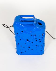 Blue Bullet Hole Can Lamp by Charles Linder
