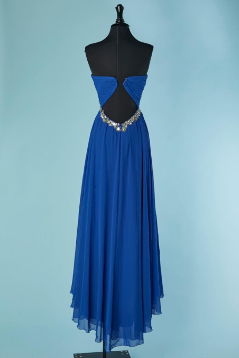 Robe de soirée bleue à bustier ornée de strass Love to Love G Mattiolo Pour femmes en vente