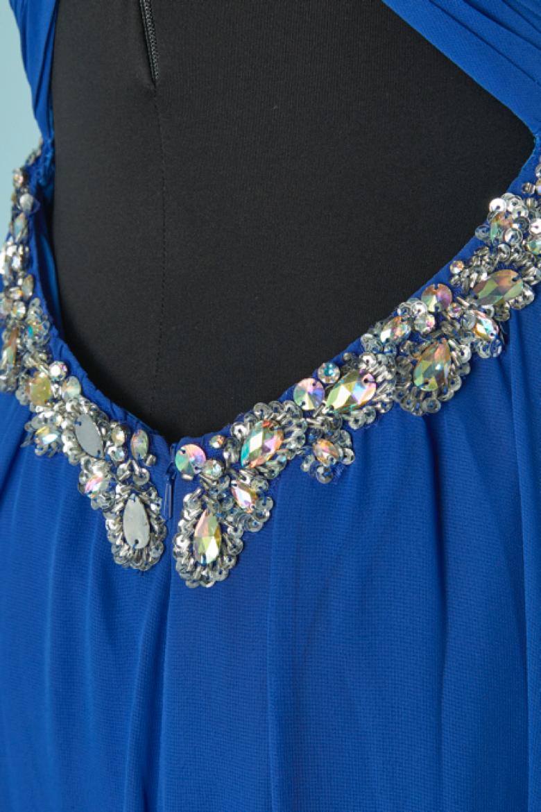 Robe de soirée bleue à bustier ornée de strass Love to Love G Mattiolo en vente 1