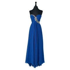 Blue bustier evening dress with rhinestone embellishment Love to Love G Mattiolo