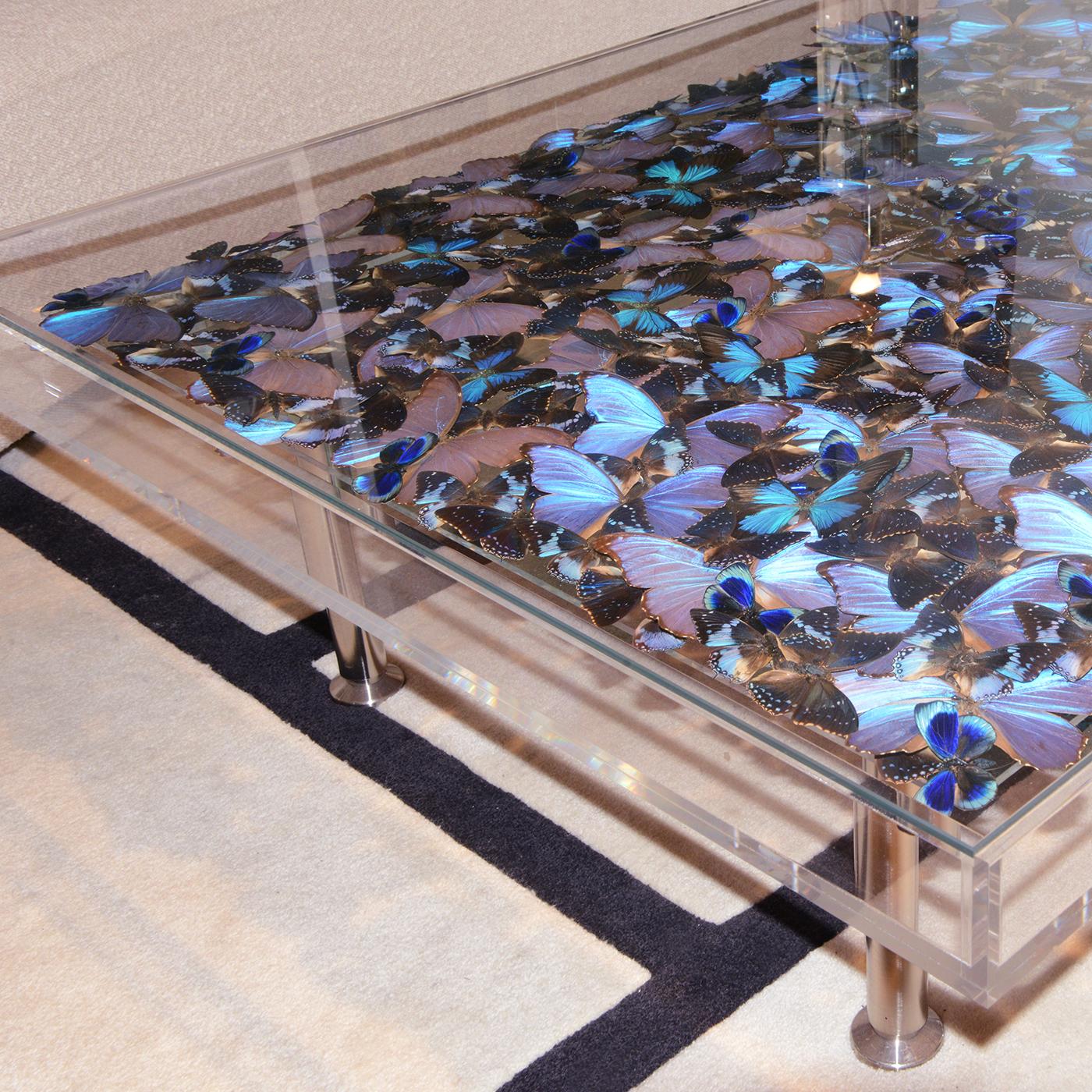 French Blue Butterflies Coffee Table For Sale