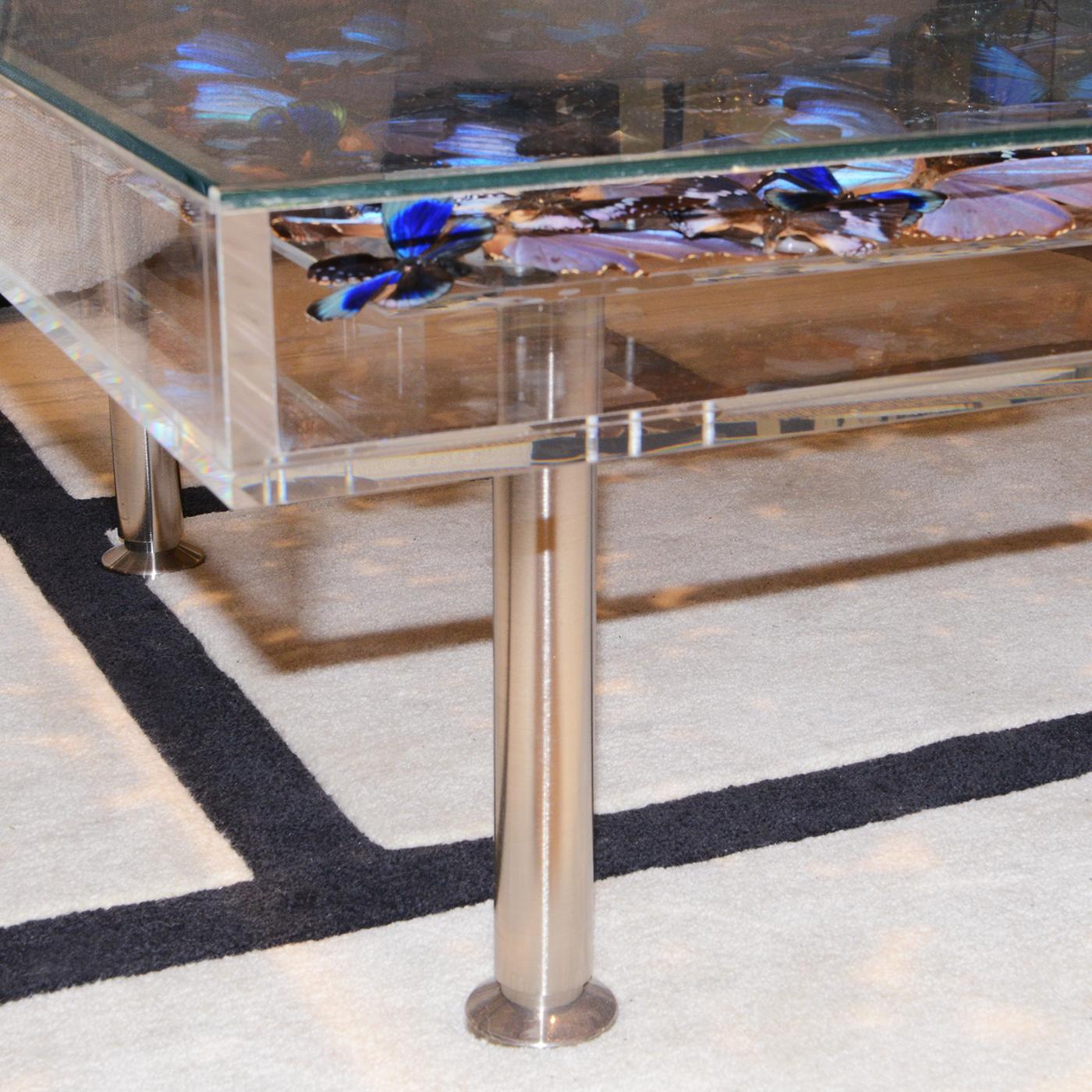 Brossé Table basse Blue Butterflies en vente