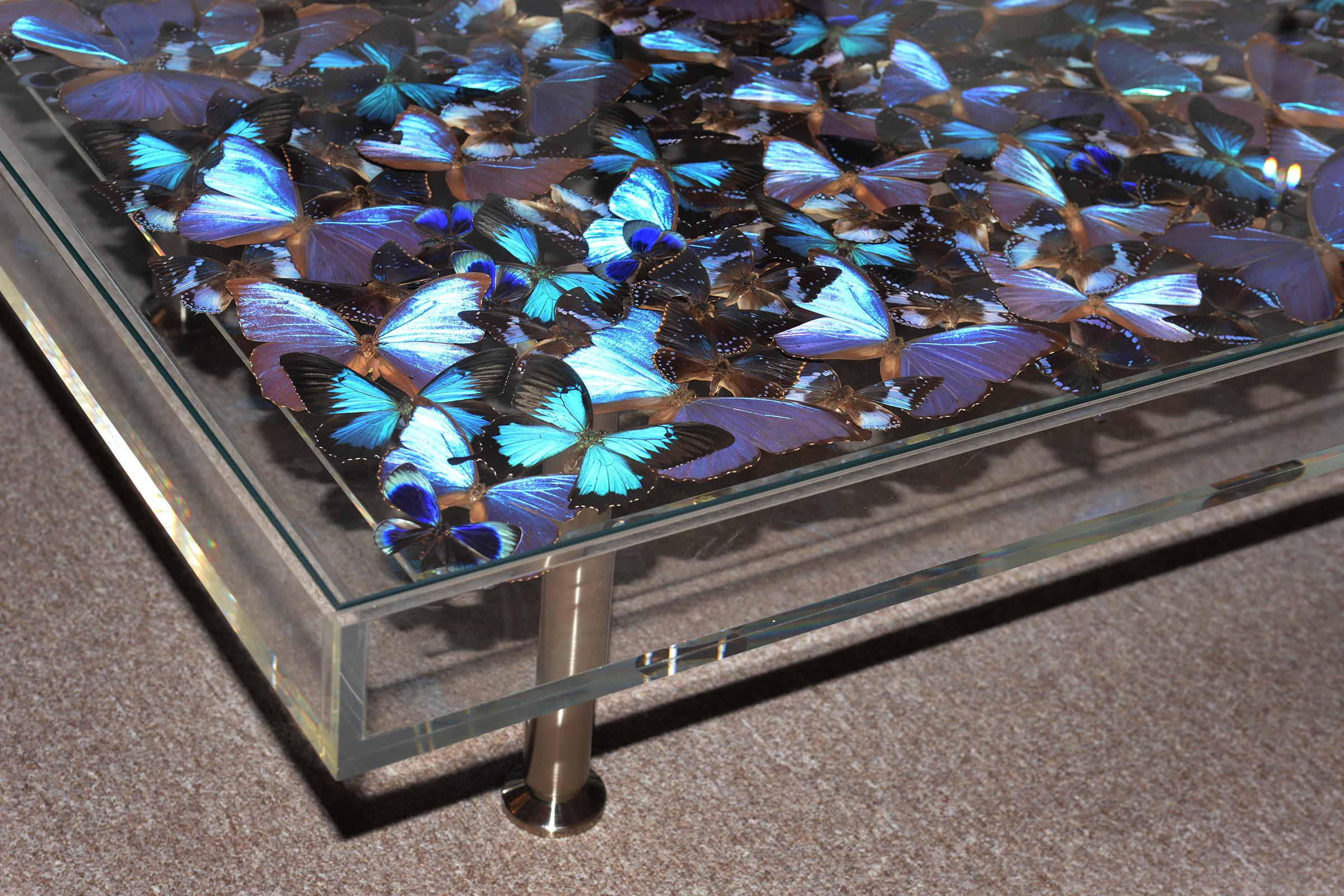 Blue Butterflies Coffee Table In New Condition In Paris, FR